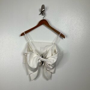 Bongbang White Bow Front Tank Top Size Medium